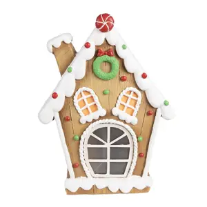 Hnědá svítící perníková chaloupka Gingerbread House - 27*11*36 cm Clayre & Eef