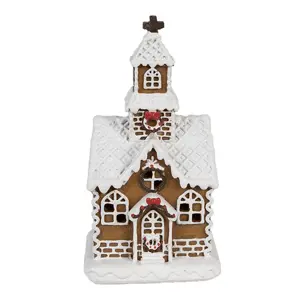 Hnědá svítící perníková chaloupka Gingerbread House - 8*7*15 cm Clayre & Eef