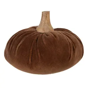 Hnědá textilní dekorace dýně Pumpkin L - Ø 15*12 cm Clayre & Eef