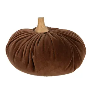 Hnědá textilní dekorace dýně Pumpkin XL - Ø 20*14 cm Clayre & Eef