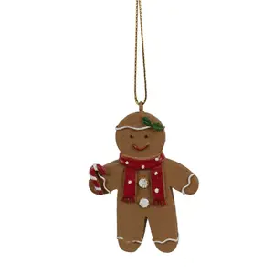 Hnědá vánoční ozdoba Perníček Gingerbread - 5*1*7 cm Clayre & Eef