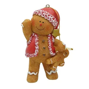 Hnědá vánoční ozdoba Perníček Gingerbread - 6*4*9 cm Clayre & Eef