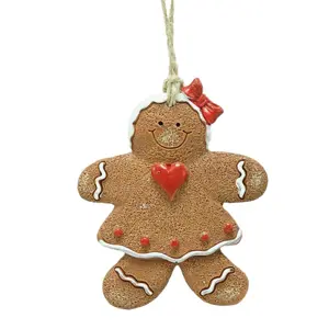 Produkt Hnědá vánoční ozdoba Perníček Gingerbread - 7*1*8 cm Clayre & Eef