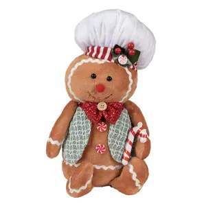 Produkt Hnědá vánoční plyšová dekorace Perníček Gingerbread - 19*14*35 cm Clayre & Eef