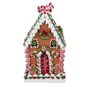 Hnědá zdobená perníková chaloupka Gingerbread House - 20*20*37 cm Clayre & Eef