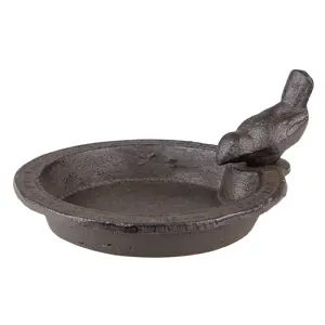 Hnědé litinové pítko/ krmítko pro ptáčky  - 16*18*9 cm Clayre & Eef