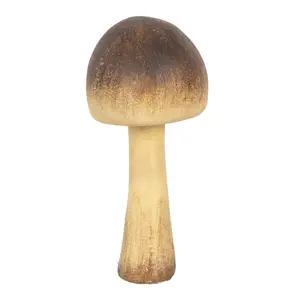 Hnědo-béžová dekorace houba Mushroom - Ø 7*16 cm Clayre & Eef