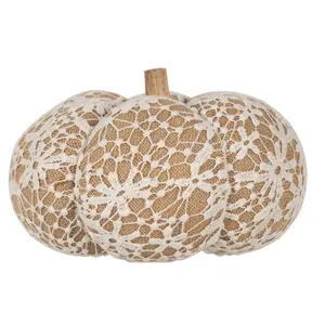 Produkt Hnědo-bílá krajková dekorace dýně Pumpkin XXL - Ø 25*16 cm  Clayre & Eef