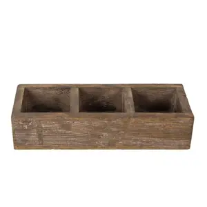 Produkt Hnědý antik dřevěný dekorativní box se 3mi přihrádkami Silen - 33*12*7 cm Clayre & Eef