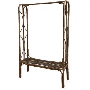 Produkt Hnědý antik ratanový věšák s policí a tyčí Anor Wicker - 107*39*180cm Chic Antique