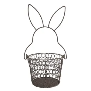 Hnědý drátěný dekorační košík králík Bunny - Ø 15*34 cm Clayre & Eef