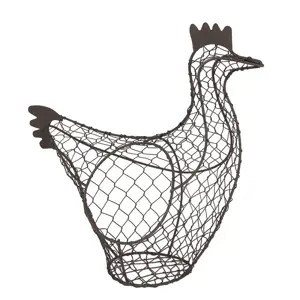 Hnědý drátěný dekorační košík slepička Chicken - 37*16*32 cm Clayre & Eef