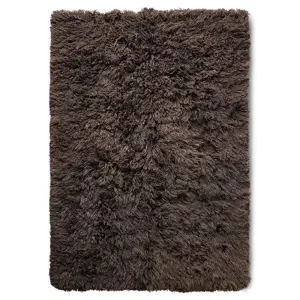 Hnědý nadýchaný vlněný koberec Fluffy rug espresso - 200*300 cm HKLIVING