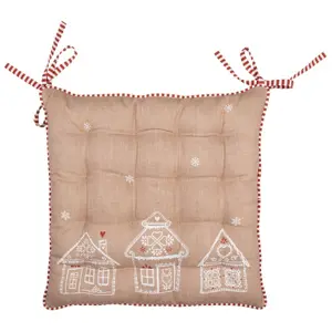 Produkt Hnědý podsedák s perníkovými chaloupkami Gingerbread Bliss - 40*40*4 cm Clayre & Eef