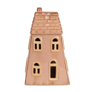 Produkt Hnědý porcelánový svítící domek - 10*6*16 cm Clayre & Eef