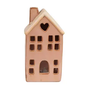 Produkt Hnědý porcelánový svítící domek - 6*6*11 cm Clayre & Eef