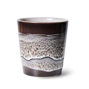 Hnědý retro hrnek na kávu Coffee 70s Rock on - Ø 7,5*8cm / 230 ml  HKLIVING