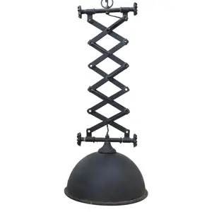 Industriální černé antik kovové závěsné světlo Fact ceiling - Ø32*55-72 cm / E27 Chic Antique