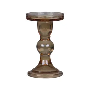 Produkt Karamelový skleněný svícen Pillar - Ø 8,5*14 cm Chic Antique