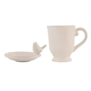 Produkt Keramický hrneček s mističkou Bird - Ø 9*4 / 12*8*11 cm / 0.3 L Clayre & Eef