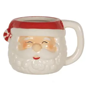 Keramický hrnek hlava Santa - 15*11*9 cm / 450 ml Clayre & Eef