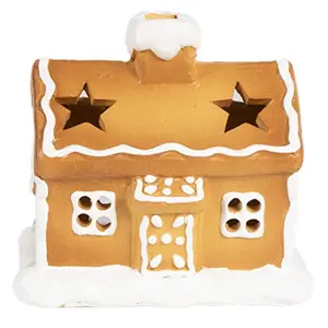 Keramický svícen perníková chaloupka Gingerbread House - 11*8*10 cm Clayre & Eef