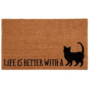 Produkt Kokosová rohožka Life is better with a cat - 75*45*1 cm Clayre & Eef