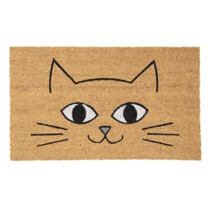 Kokosová rohožka s obličejem kočky - 75*45*1 cm Clayre & Eef