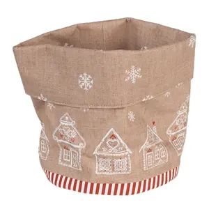 Produkt Košík na pečivo s perníkovými chaloupkami Gingerbread Bliss - Ø 15*16 cm Clayre & Eef