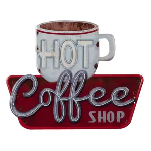 Produkt Kovová cedule Hot Coffee Shop - 38*48 cm Clayre & Eef