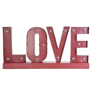 Kovová LED svítící dekorace LOVE - 60*8*30 cm / 2x AA Clayre & Eef