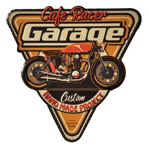 Produkt Kovová nástěnná cedule Cafe Racer Garage - 40*1*40 cm Clayre & Eef