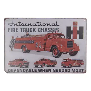 Produkt Kovová nástěnná cedule Fire Truck - 30*20 cm Clayre & Eef