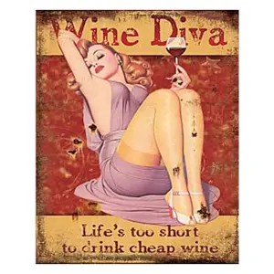 Produkt Kovová nástěnná cedule Wine Diva - 20*1*25 cm Clayre & Eef