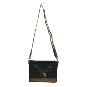 Produkt Kožená bavlněná Crossbody s Jelenem Black Deer - 23*2*18cm Mars & More