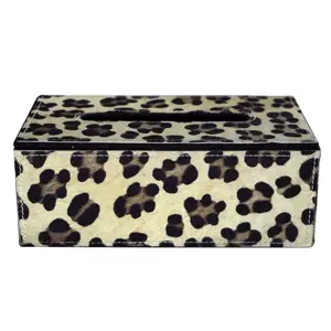 Kožený zásobník na papírové kapesníky Leopard - 25*14*9 cm Mars & More