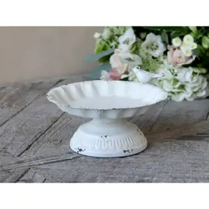 Produkt Krémové antik dekorační krmíko pro ptáčky se zdobným ptáčkem - 17*8cm Chic Antique