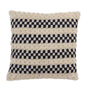 Krémovo - modrý polštář s kostkou Checkers - 45*45cm J-Line by Jolipa