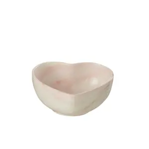 Krémovo-růžová porcelánová miska ve tvaru srdce Heart -  9*8*4 cm J-Line by Jolipa