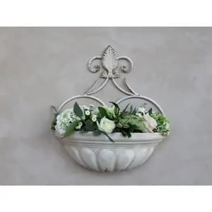 Produkt Krémový nástěnný box na květiny ve starém francouzském stylu - 45*20*48cm Chic Antique