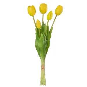 Kytice 5ks žlutých realistických tulipánů - 40cm J-Line by Jolipa