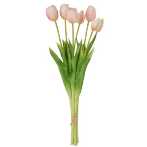 Kytice 7ks světle růžových realistických tulipánů Tulips - 45cm J-Line by Jolipa