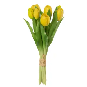 Kytice 7ks žlutých realistických tulipánů - 31cm J-Line by Jolipa