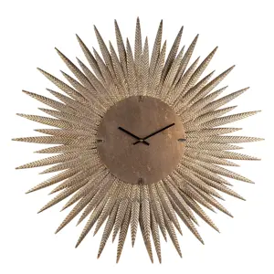 Produkt Měděné antik nástěnné kovové hodiny ve tvaru slunce Sun - Ø 69*4 cm / 1*AA Clayre & Eef