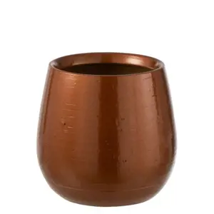 Produkt Měděný keramický obal na květináč Shiny copper M - Ø 22*19 cm J-Line by Jolipa