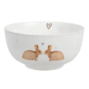 Produkt Miska s králíčky a srdíčky Bunnies in Love - Ø 14*7 cm / 500 ml Clayre & Eef