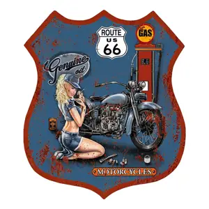 Produkt Modrá nástěnná kovová cedule Route 66 - 30*1*35 cm Clayre & Eef