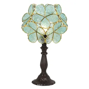 Produkt Modrá stolní lampa Tiffany Bloom - 21*21*38 cm Clayre & Eef