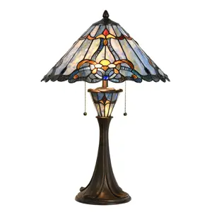 Produkt Modrá stolní lampa Tiffany Niebbo - Ø 40*61 cm E27/max 2*60W Clayre & Eef