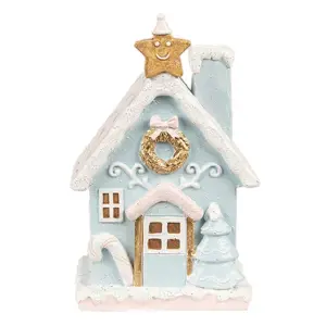 Modrá svítící perníková chaloupka Gingerbread House - 9*8*15 cm Clayre & Eef